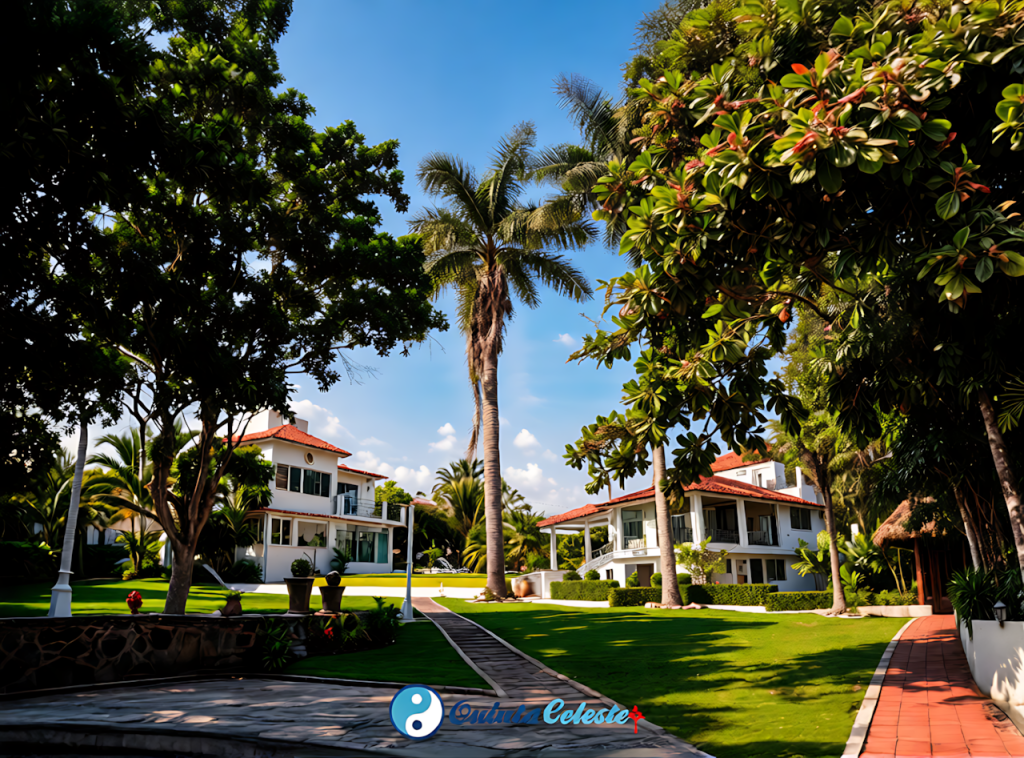 Bienvenida a Tu Hogar Lejos de Casa | Entrada y Fachada Entrada y fachada de las casas de hospedaje en Quinta Celeste, primera impresión de la renta privada de lujo en Morelos.